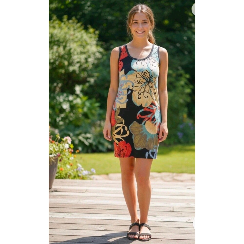 The Kit by Daniel Vosovic midi Tank dress in black Camila Print L